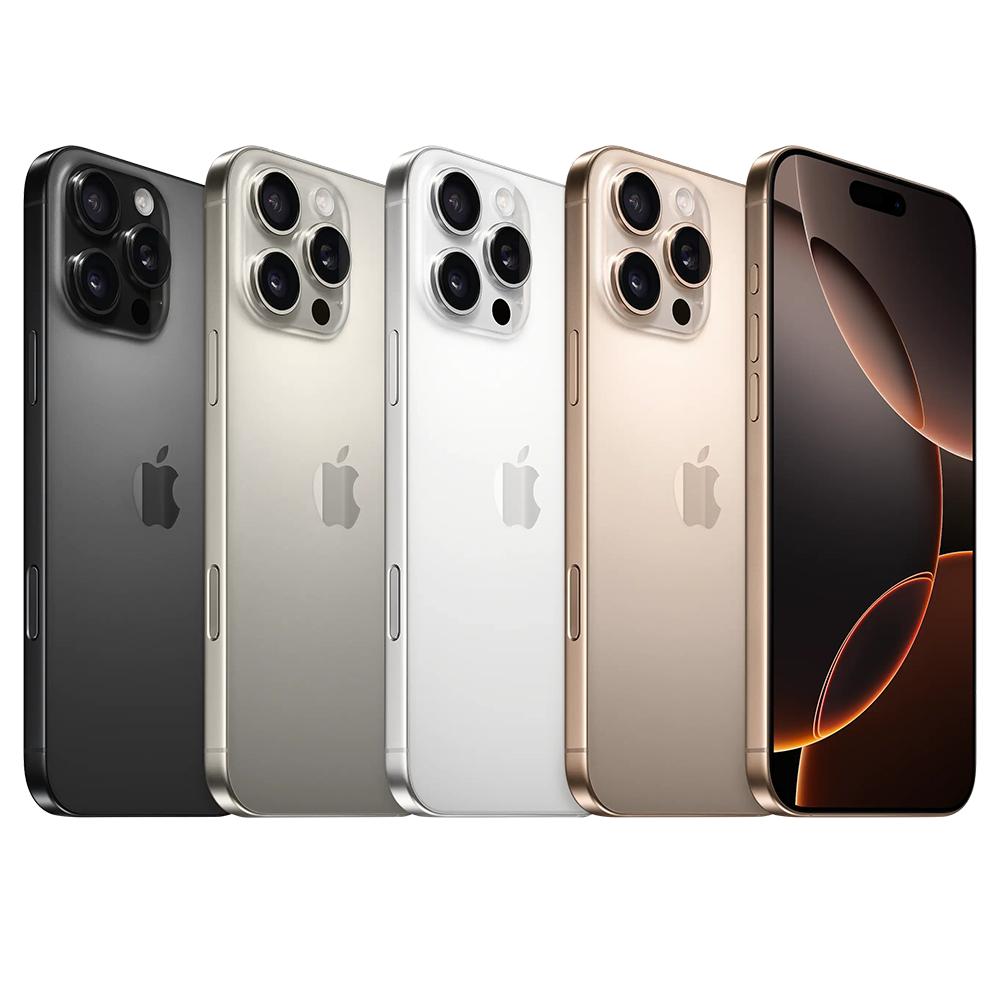 Apple iPhone 16 Pro – All Colours Apple iPhone 16 Pro in Black Titanium, White Titanium, Natural Titanium and Desert Titanium