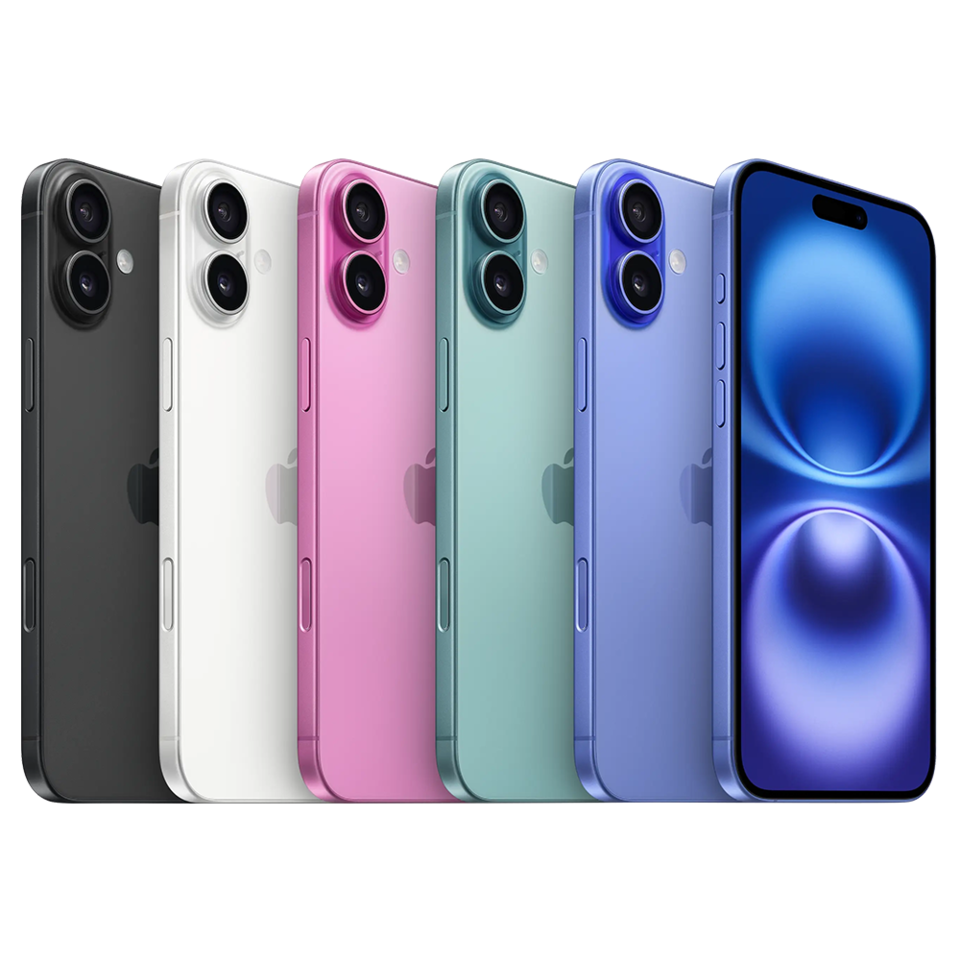 Apple iPhone 16 – All Colours Apple iPhone 16 in Black, White, Pink, Teal and Ultramarine