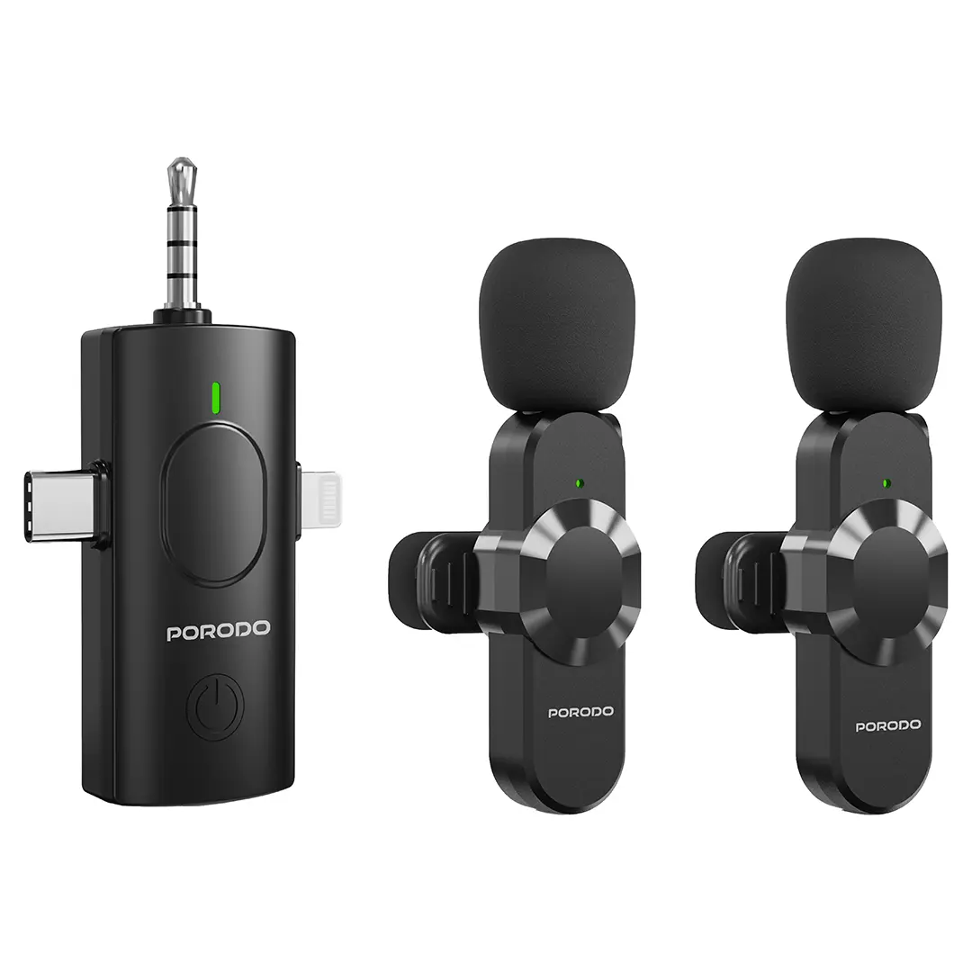 Porodo Audix Elite 3-in-1 Wireless Lavalier Microphone Porodo Audix Elite 3-in-1 Wireless Lavalier Microphone